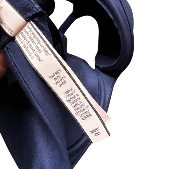 Victorias Secret Bra Lined Semi Demi Bra size 38DD Dark Blue Wireless - Picture 6 of 7